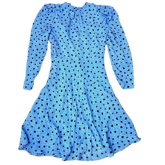 Rebecca Taylor Womens Nova Dot Clip Silk Wrap Mini Dress Long Sleeve Blue Size 0 - Picture 9 of 13